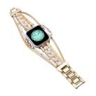 For Apple Watch Series 9 45mm Beaded National Style Bracelet Crystal Watch Band(Rose Gold) - 1