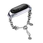 For Xiaomi Mi Band 3 / 4 Beaded Bracelet Metal Watch Band(Silver+Dual Bead) - 1