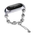 For Xiaomi Mi Band 3 / 4 Beaded Bracelet Metal Watch Band(Silver+Dual Ring) - 1