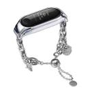 For Xiaomi Mi Band 3 / 4 Beaded Bracelet Metal Watch Band(Silver+Corn) - 1