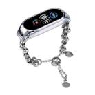 For Xiaomi Mi Band 5 / 6 Beaded Bracelet Metal Watch Band(Silver+Dual Bead) - 1