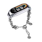 For Xiaomi Mi Band 8 Beaded Bracelet Metal Watch Band(Silver+Dual Bead) - 1