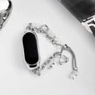For Xiaomi Mi Band 7 Crystal Beaded Onyx Watch Band(Silver+White Pearl) - 2