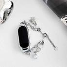 For Xiaomi Mi Band 5 / 6 Crystal Beaded Onyx Watch Band(Silver+Butterfly) - 2