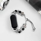 For Xiaomi Mi Band 5 / 6 Crystal Beaded Onyx Watch Band(Silver+Agate Bead) - 2