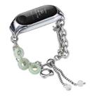 For Xiaomi Mi Band 3 / 4 Crystal Beaded Onyx Watch Band(Silver+Jade Donut) - 1