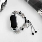 For Xiaomi Mi Band 3 / 4 Crystal Beaded Onyx Watch Band(Silver+Black Pearl) - 2