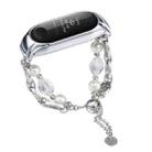 For Xiaomi Mi Band 3 / 4 Crystal Beaded Onyx Watch Band(Silver+Crystal Bead) - 1