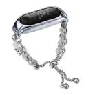 For Xiaomi Mi Band 3 / 4 Crystal Beaded Onyx Watch Band(Silver+Leopard Head) - 1