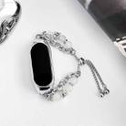 For Xiaomi Mi Band 3 / 4 Crystal Beaded Onyx Watch Band(Silver+Leopard Head) - 2