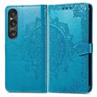 For Sony Xperia 1 VI Mandala Flower Embossed Leather Phone Case(Blue) - 1