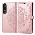 For Sony Xperia 5 VI Mandala Flower Embossed Leather Phone Case(Rose Gold) - 1