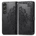 For Sony Xperia 5 VI Mandala Flower Embossed Leather Phone Case(Black) - 1