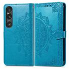For Sony Xperia 5 VI Mandala Flower Embossed Leather Phone Case(Blue) - 1