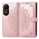 For ZTE Blade A34 Mandala Flower Embossed Leather Phone Case(Rose Gold) - 1