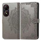 For ZTE Blade A34 Mandala Flower Embossed Leather Phone Case(Gray) - 1