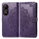 For ZTE Blade A34 Mandala Flower Embossed Leather Phone Case(Purple) - 1