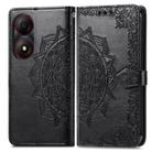 For ZTE Blade A34 Mandala Flower Embossed Leather Phone Case(Black) - 1