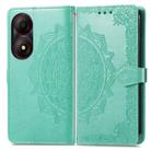 For ZTE Blade A34 Mandala Flower Embossed Leather Phone Case(Green) - 1