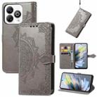 For ZTE Blade A75 4G Mandala Flower Embossed Leather Phone Case(Gray) - 1