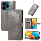 For ZTE Blade V60 Vita Mandala Flower Embossed Leather Phone Case(Gray) - 1