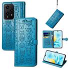 For Honor 200 Lite Global Cat and Dog Embossed Leather Phone Case(Blue) - 1