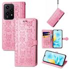 For Honor 200 Lite Cat and Dog Embossed Leather Phone Case(Pink) - 1