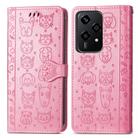 For Honor 200 Lite Cat and Dog Embossed Leather Phone Case(Pink) - 2