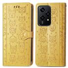 For Honor 200 Lite Cat and Dog Embossed Leather Phone Case(Yellow) - 2