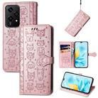 For Honor 200 Lite Cat and Dog Embossed Leather Phone Case(Rose Gold) - 1