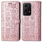 For Honor 200 Lite Cat and Dog Embossed Leather Phone Case(Rose Gold) - 2