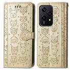 For Honor 200 Lite Cat and Dog Embossed Leather Phone Case(Gold) - 2