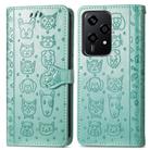 For Honor 200 Lite Global Cat and Dog Embossed Leather Phone Case(Green) - 2