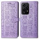 For Honor 200 Lite Cat and Dog Embossed Leather Phone Case(Purple) - 2