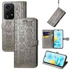 For Honor 200 Lite Global Cat and Dog Embossed Leather Phone Case(Gray) - 1