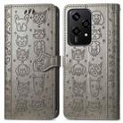 For Honor 200 Lite Global Cat and Dog Embossed Leather Phone Case(Gray) - 2