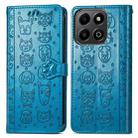 For Honor 200 Smart Cat and Dog Embossed Leather Phone Case(Blue) - 2