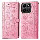 For Honor 200 Smart Cat and Dog Embossed Leather Phone Case(Pink) - 2