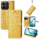 For Honor 200 Smart Cat and Dog Embossed Leather Phone Case(Yellow) - 1