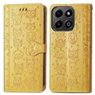 For Honor 200 Smart Cat and Dog Embossed Leather Phone Case(Yellow) - 2