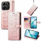 For Honor 200 Smart Cat and Dog Embossed Leather Phone Case(Rose Gold) - 1