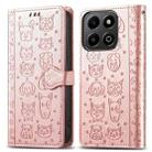 For Honor 200 Smart Cat and Dog Embossed Leather Phone Case(Rose Gold) - 2