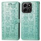 For Honor 200 Smart Cat and Dog Embossed Leather Phone Case(Green) - 2