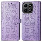 For Honor 200 Smart Cat and Dog Embossed Leather Phone Case(Purple) - 2