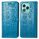 For Honor 400 Lite Cat and Dog Embossed Leather Phone Case(Blue) - 2