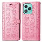 For Honor 400 Lite Cat and Dog Embossed Leather Phone Case(Pink) - 2