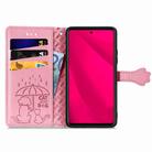 For Honor 400 Lite Cat and Dog Embossed Leather Phone Case(Pink) - 3