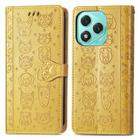 For Honor 400 Lite Cat and Dog Embossed Leather Phone Case(Yellow) - 2