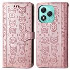 For Honor 400 Lite Cat and Dog Embossed Leather Phone Case(Rose Gold) - 2