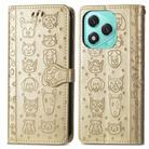For Honor 400 Lite Cat and Dog Embossed Leather Phone Case(Gold) - 2